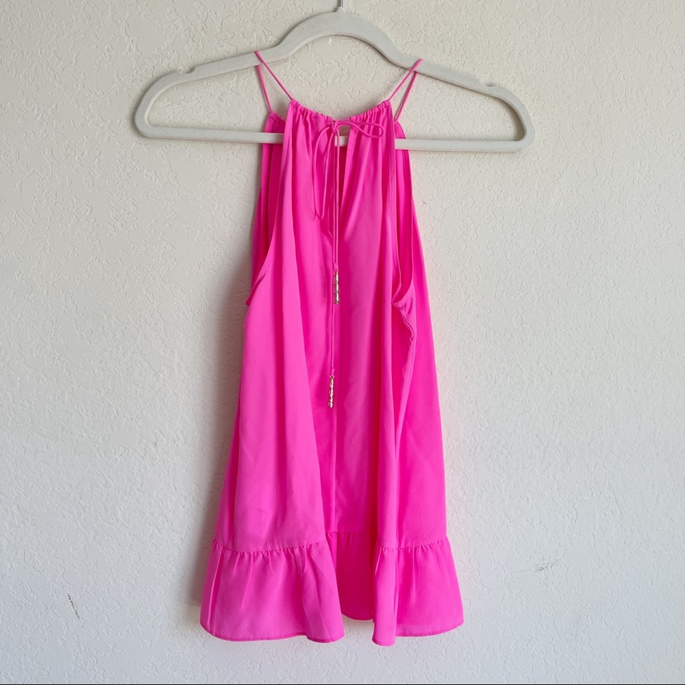 Lilly Pulitzer Sleeveless Silk Pink Tank Halter Groovy Millie - Picture 4 of 4